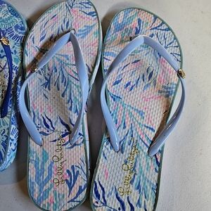 Lilly Pulitzed flip flops. 1 size 5/6 and 1 size 7/8.